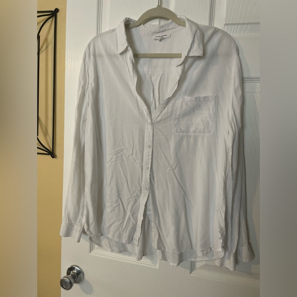 White Comfy Button Down - Beach Lunch Lounge Collection